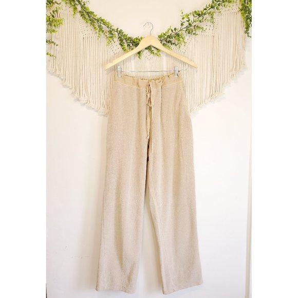 Vintage Pants - Vintage Neutral Terry Cloth Pants Size Medium
